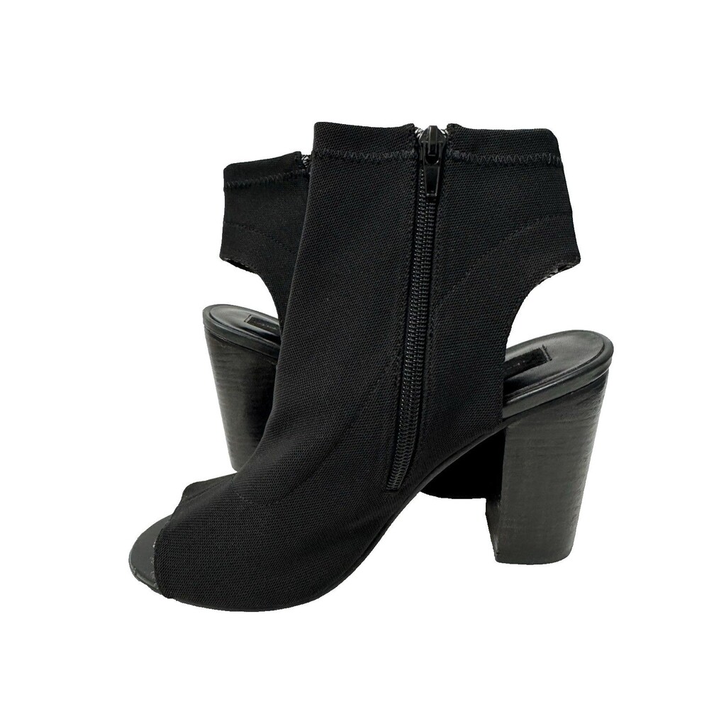 Steve Madden Women Black Stretch Open Toe Ankle Bottie Block Heels US 7.5 - Picture 2 of 9